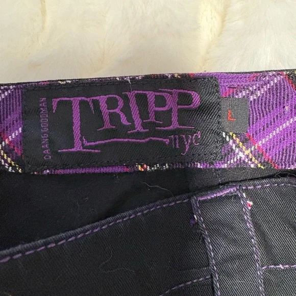 Vintage Tripp NYC Purple Plaid Mini Skirt Y2K Size Large - Picture 4 of 9